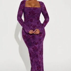 Pandora Velvet Burnout Maxi Dress - Purple